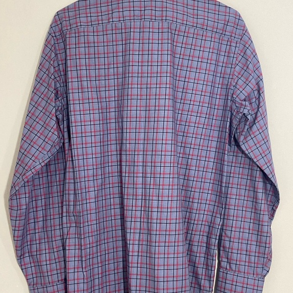 Bugatchi Mens Button Down Shirt Grey Red Black Plaid Long Sleeve Size Medium - Picture 3 of 8